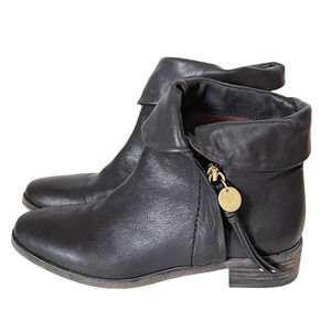 SEE BY CHLOE Masha Leather Ankle Boots in Black Size 38/8